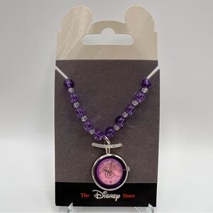VTG Disney‎ Store Purple Pink Beaded Necklace Watch Needs Battery Replacement